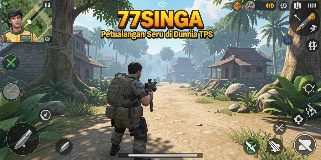 Screenshot utama 77SINGA menampilkan tindakan seru dalam gameplay TPS yang mendebarkan.