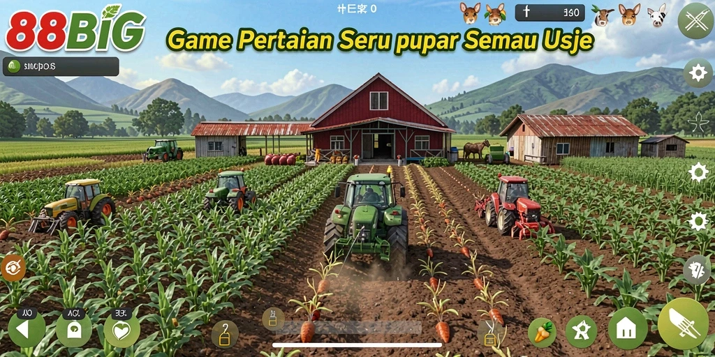 Tangkapan layar 88BIG menampilkan aktivitas pertanian yang menyenangkan.