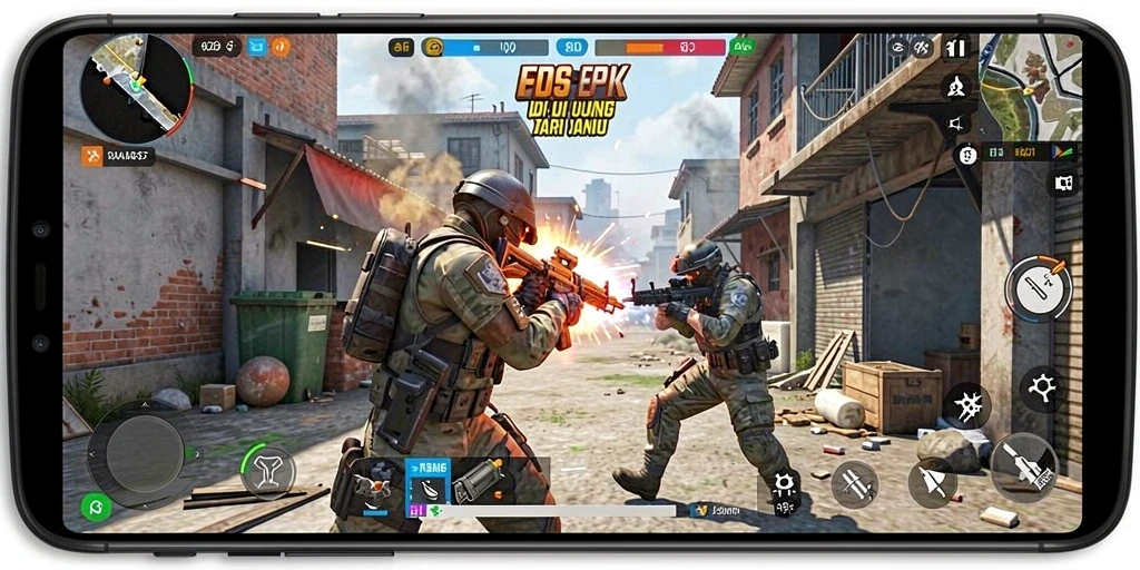 Screenshot gameplay 8ID menunjukkan aksi tembak-menembak yang mendebarkan.