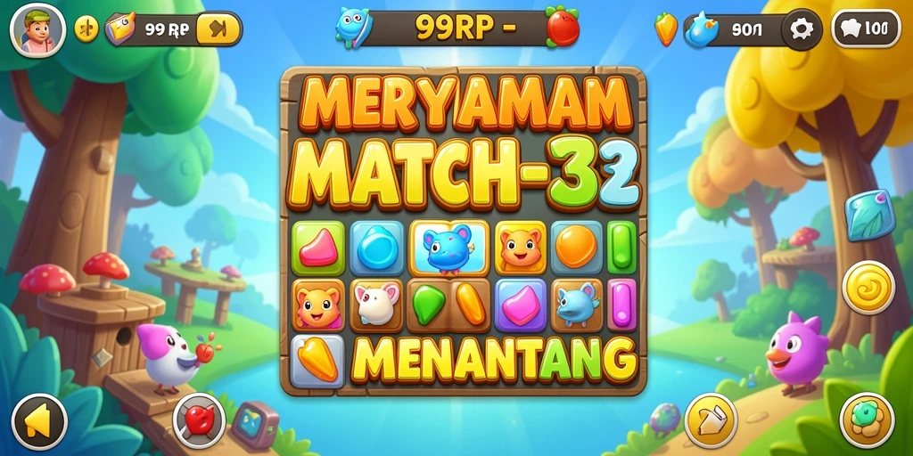 Screenshot gameplay 99RP menunjukkan tingkat keseruan Match-3.