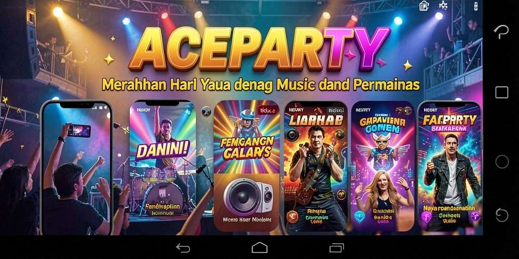 Screenshot gameplay ACEPARTY menampilkan pemain bersaing dalam tantangan musik.