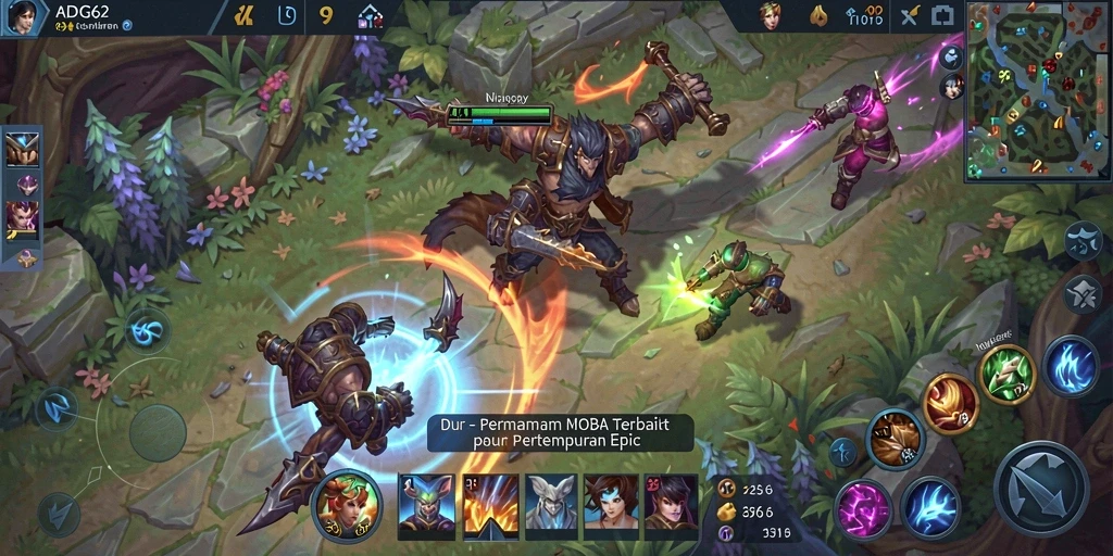 Tampilan gameplay MOBA yang intens dan menarik di ADG62.