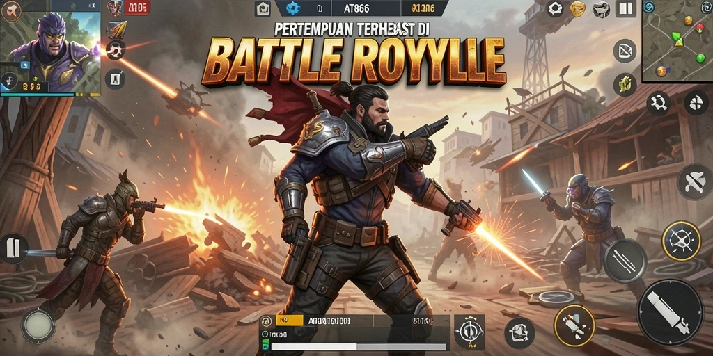 Gameplay seru dan mendebarkan dalam AT866 Battle Royale.
