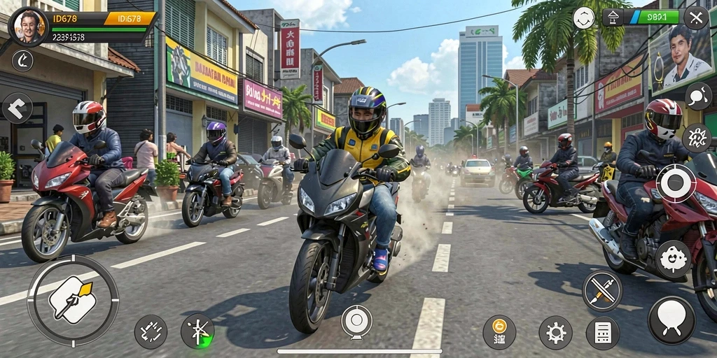 Gameplay seru balapan motor di ID678 yang menggugah adrenalin.