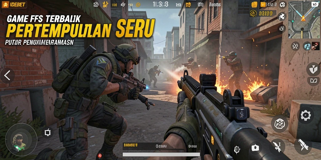 Screenshot dari gameplay seru dalam pertempuran FPS di IDEBET.