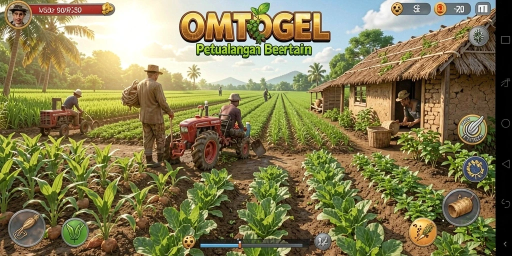 Screenshot menunjukkan pengalaman bertani yang mengasyikkan di OMTOGEL.