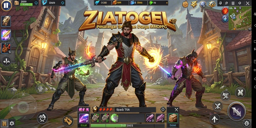 Tangkapan layar utama ZIATOGEL menampilkan pertempuran seru dalam dunia MMORPG.