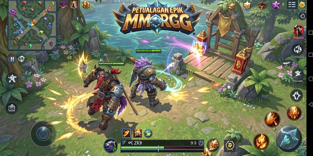 Tampilan gameplay ZK9 yang menakjubkan dalam dunia MMORPG.